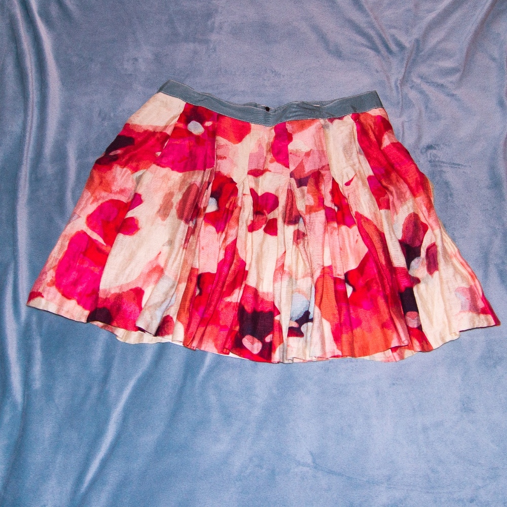 LOFT Pink Floral Mini Skirt EUC